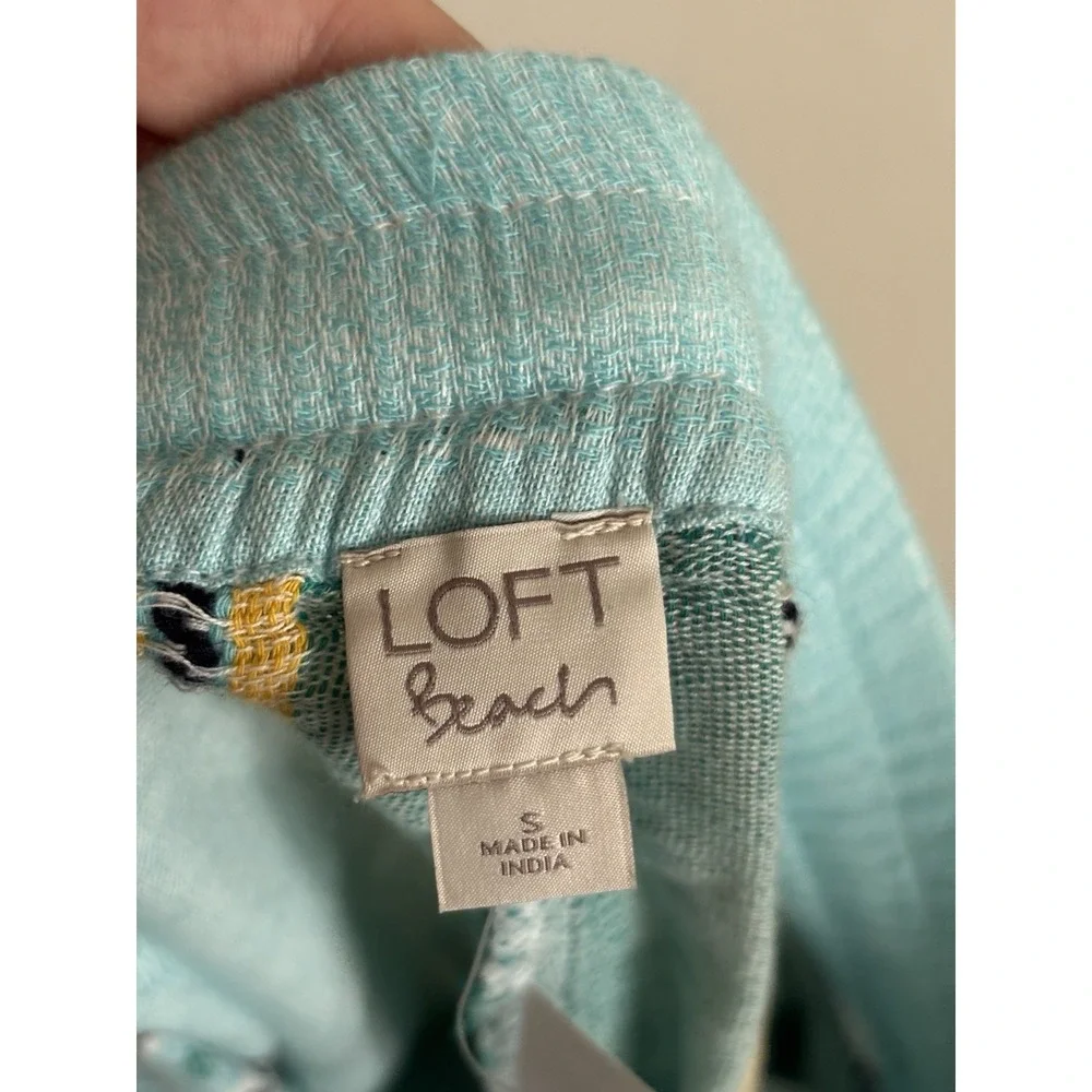 NWT NEW Loft Beach Cotton Shorts‎ Small Elastic Waist Boho Summer Casual Blue